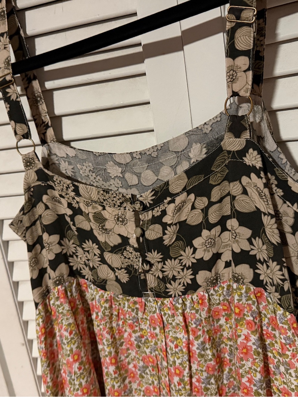 Floral Mixed-Print Sundress in Brown & Pink